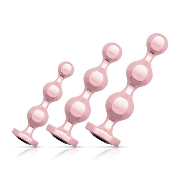 Набір анальних іграшок Rosy Gold - Metal Butt Plug Set 3 Pieces SX3070 фото