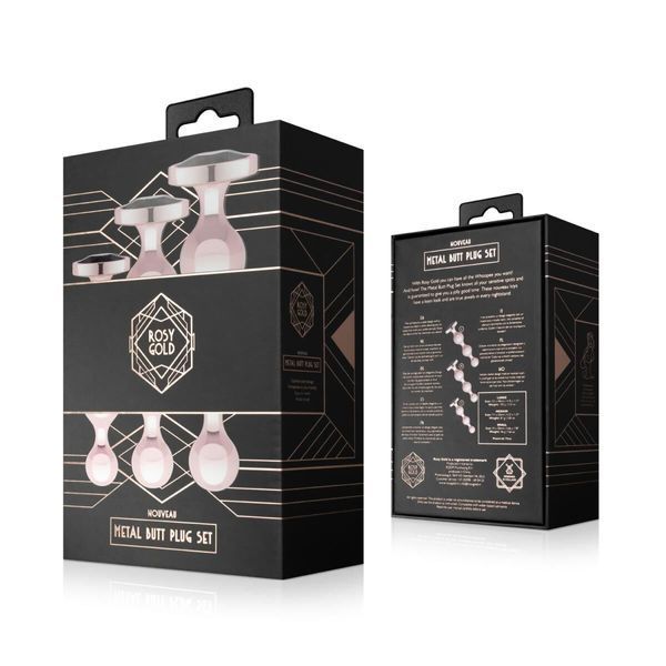 Набір анальних іграшок Rosy Gold - Metal Butt Plug Set 3 Pieces SX3070 фото