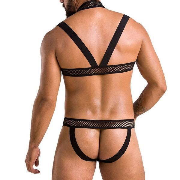 Комплект чоловічої білизни з кріпленнями Passion 043 JACOB S/M Black, труси, шлейки SO7601 фото