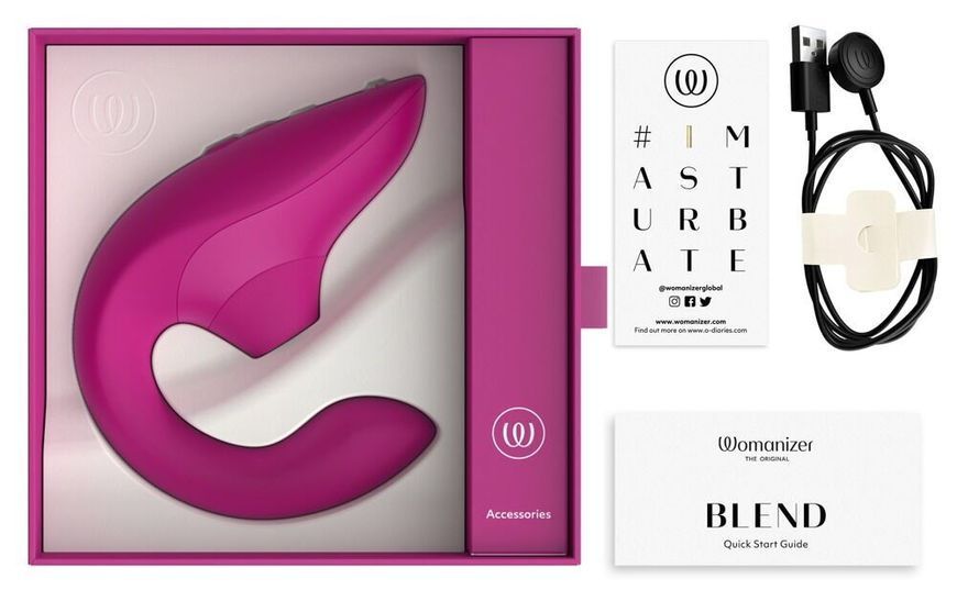 Вагинально-клиторальный стимулятор Womanizer Blend Vibrant Pink, вибрация + вакуум, 2 мотора SX2143 фото