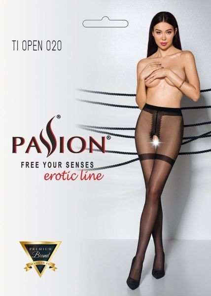 Колготки с открытым доступом, имитация чулок Passion TIOPEN 020 black 3/4 (20 den) SO8495 фото