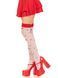 Панчохи Leg Avenue Polka Dot Mushroom Thigh Highs, One Size, біло-червоні, на резинці, малюнок &mdash; гриби SX1044 фото 4