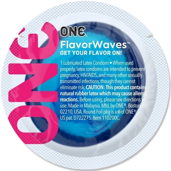 Ароматизований презерватив ONE FlavorWaves Fresh Mint, 1 шт, яскраво-синій, запах м&rsquo;яти SX0752 фото