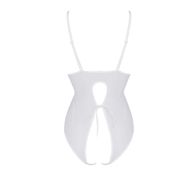 Боди с ажурным декором и открытым шагом Passion URSULA BODY S/M, white SO5833 фото