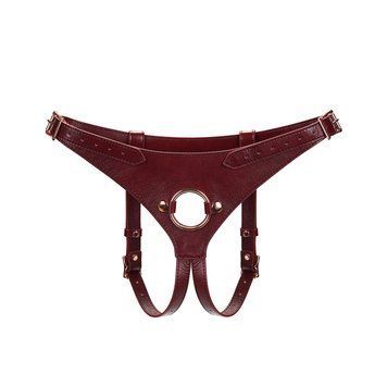 Кожаные трусы для страпона Liebe Seele Wine Red Strap on Harness, универсальный размер SO9464 фото