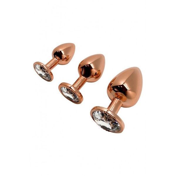 Металлическая анальная пробка Wooomy Tralalo Rose Gold Metal Plug Size L, диаметр 4 см, длина 9 см SO7426 фото