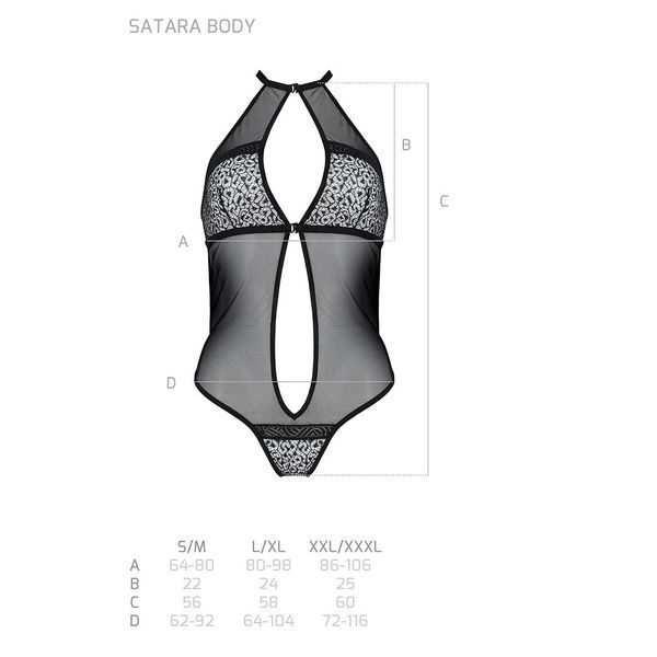 Сетчатое боди с кружевом на груди Passion SATARA BODY L/XL red SO8472 фото
