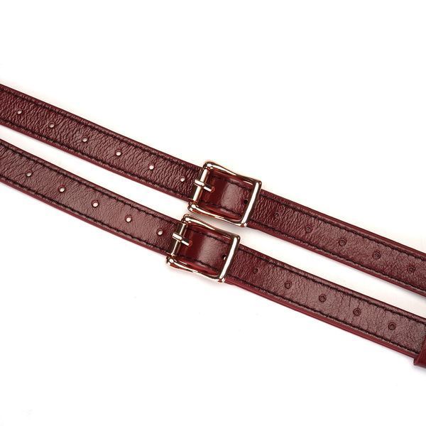 Кожаные трусы для страпона Liebe Seele Wine Red Strap on Harness, универсальный размер SO9464 фото