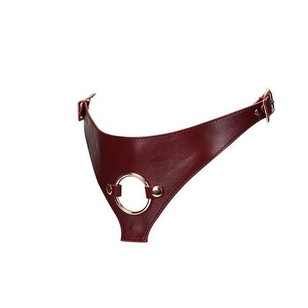 Кожаные трусы для страпона Liebe Seele Wine Red Strap on Harness, универсальный размер SO9464 фото