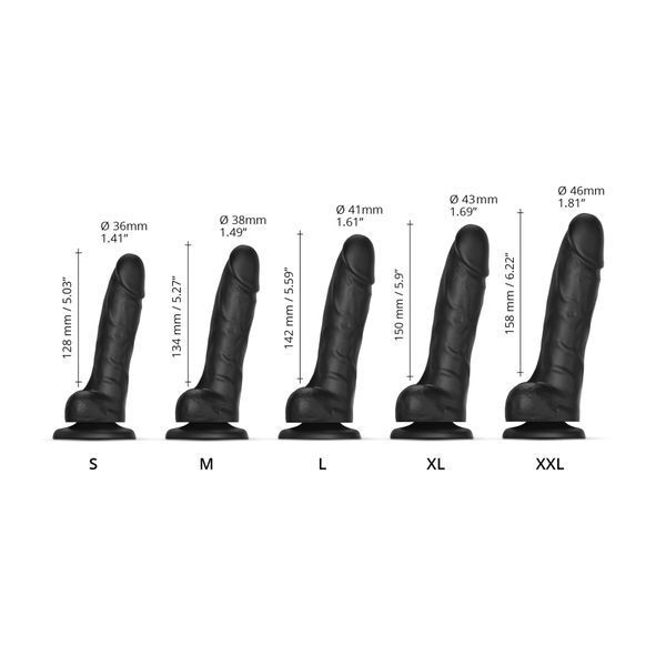 Реалистичный фаллоимитатор Strap-On-Me Sliding Skin Realistic Dildo Black S, эффект подвижной кожи SO6252 фото
