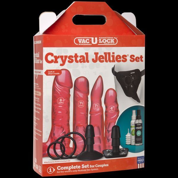 Набір для страпона Doc Johnson Vac-U-Lock Crystal Jellies Set (м'ята упаковка!!!) SO1989-R фото