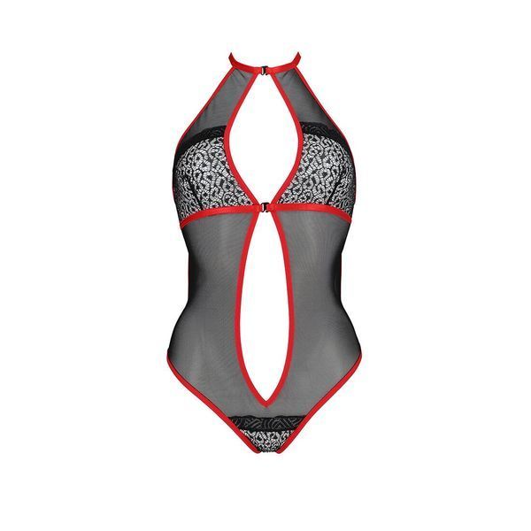 Сетчатое боди с кружевом на груди Passion SATARA BODY L/XL red SO8472 фото