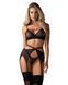 Комплект Obsessive Novenes 3-pcs set, XS/S, прозорий ліф на кісточках, стрінги, пояс SX0616 фото 1