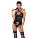 Сетчатый комплект с узором, корсет, подвязки, трусики Passion HIMA CORSET XXL/XXXL, black SO5351 фото 1