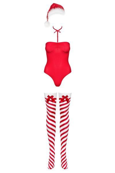 Боди Obsessive Kissmas teddy red L/XL (мятая упаковка!!!) SX1153-R фото