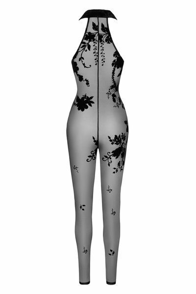 Бодістокінг Noir Handmade F315 Ego, XL, black, прозорий, верх халтер, блискавка на все тіло SX0330 фото