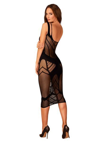 Полупрозрачное платье миди Obsessive D609 dress S/M/L, black SO7703 фото