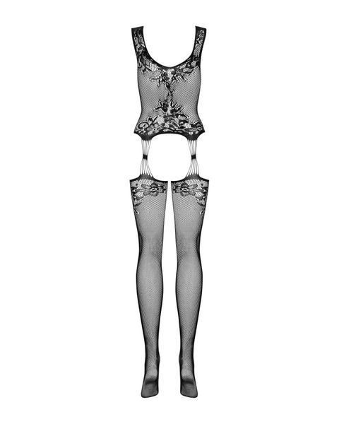 Бодистокинг Obsessive Bodystocking F221 S/M/L, силуэтный цветочный рисунок, имитация чулок SO7228 фото