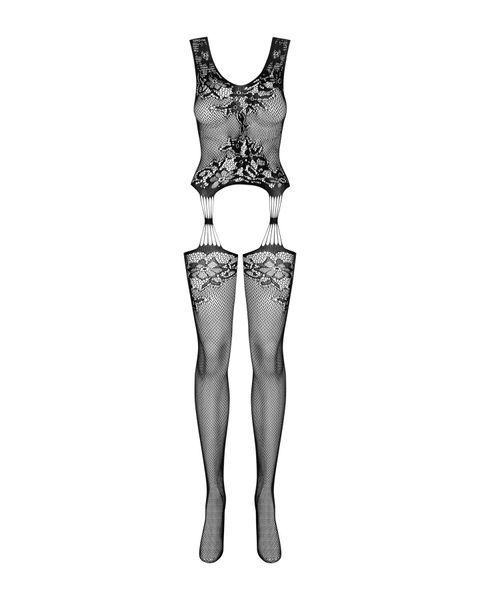 Бодистокинг Obsessive Bodystocking F221 S/M/L, силуэтный цветочный рисунок, имитация чулок SO7228 фото
