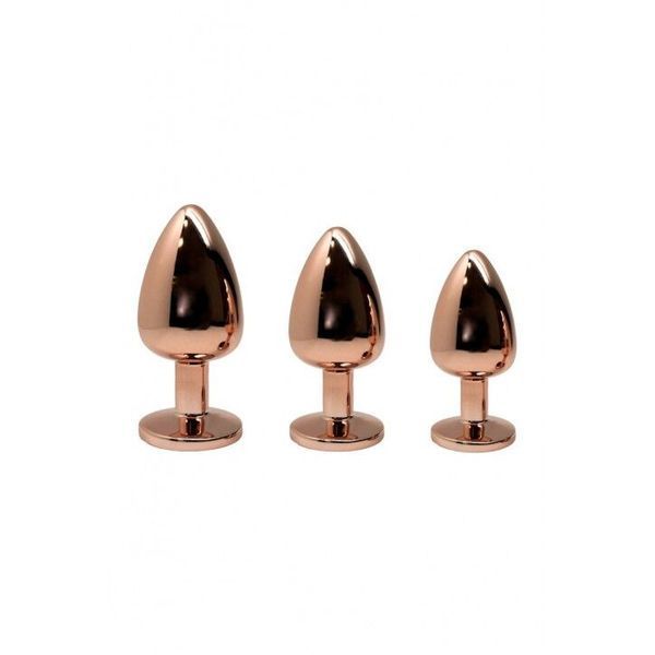 Металлическая анальная пробка Wooomy Tralalo Rose Gold Metal Plug Magenta M, диаметр 3,4 см, длина 8 SO7427 фото