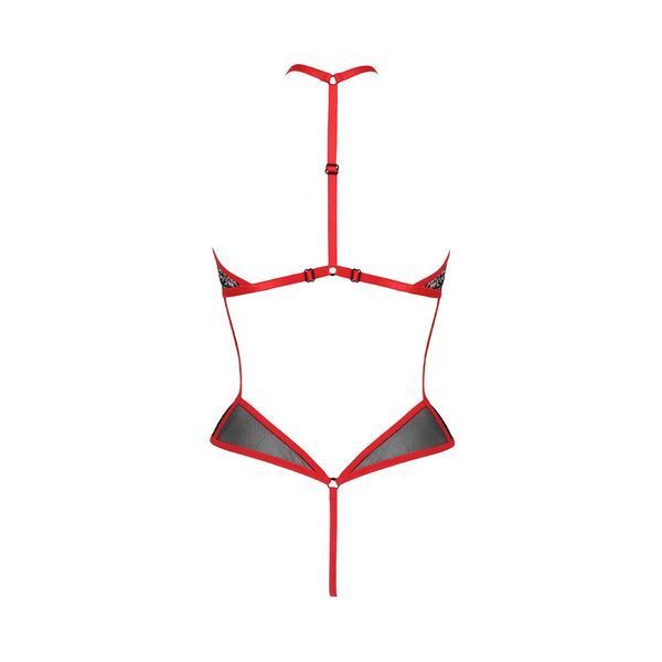 Сетчатое боди с кружевом на груди Passion SATARA BODY S/M red SO8473 фото