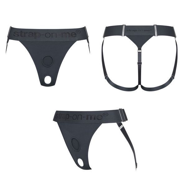 Трусики для страпона Strap-On-Me HARNAIS LINGERIE UNIQUE, One Size, серые SO9613 фото