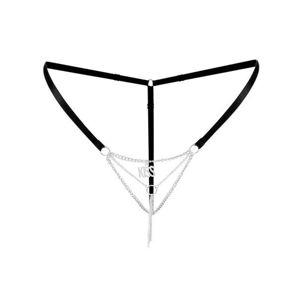Сексуальные трусики с цепочкой и подвеской Art of Sex - KISS panties L-2XL, цвет черный SO9840 фото