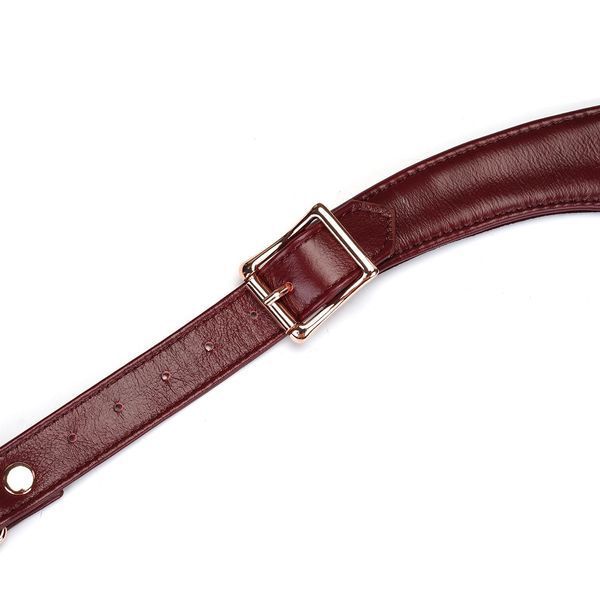 Кожаные трусики для вибратора Liebe Seele Wine Red Forced Orgasm Strop, полностью регулируемые SO9465 фото