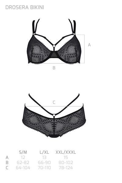 Комплект Passion DROSERA BIKINI black, L/XL, бюстгальтер и трусики-кюлоты SX0467 фото