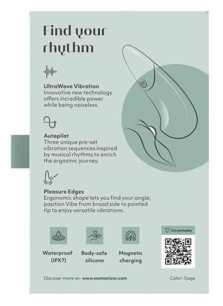 Мини-вибратор Womanizer Vibe Sage, 3 авторежима + 10 уровней интенсивности SX2146 фото
