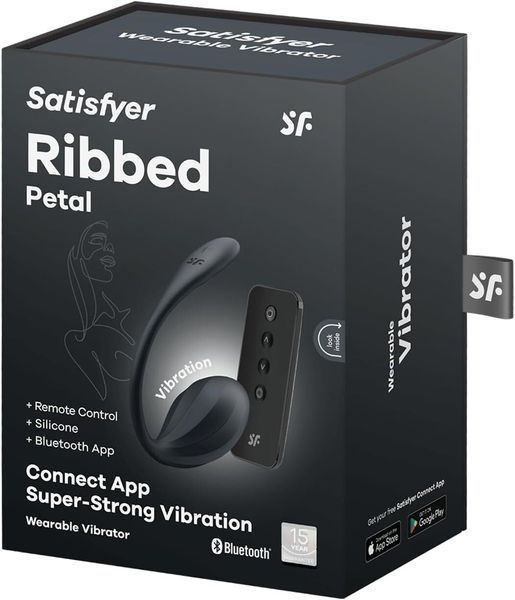 Смарт-виброяйцо Satisfyer Ribbed Petal Connect App Black, управление со смартфона, пульт ДУ SX1221 фото