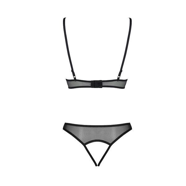 Комплект браллет с ажурным лифом и открытыми трусиками Passion CHRISTA SET Open Bra 2XL/3XL black SO5761 фото