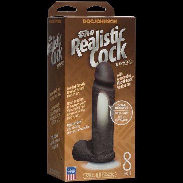 Фаллоимитатор Doc Johnson The Realistic Cock 8 inch Black - ULTRASKYN, Vack-U-Lock, диаметр 5,1см SO1974 фото