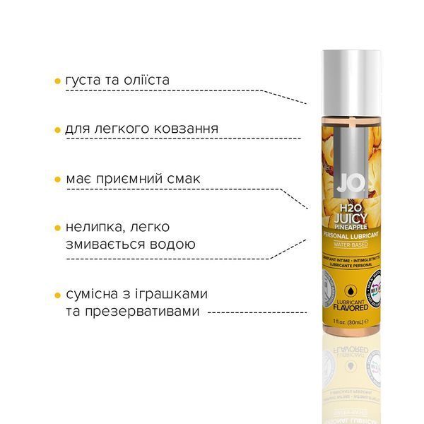 Смазка на водной основе JO H2O &mdash; Juicy Pineapple (30 мл) без сахара, растительный глицерин SO1473 фото