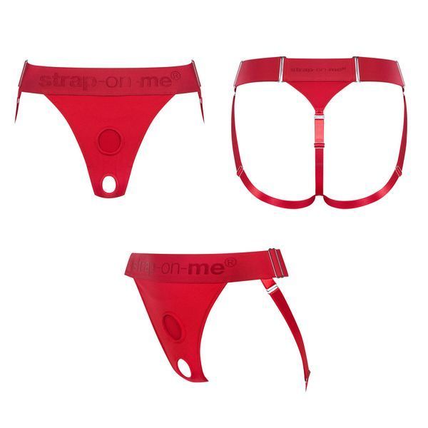 Трусики для страпона Strap-On-Me HARNAIS LINGERIE UNIQUE, One Size, красные SO9614 фото