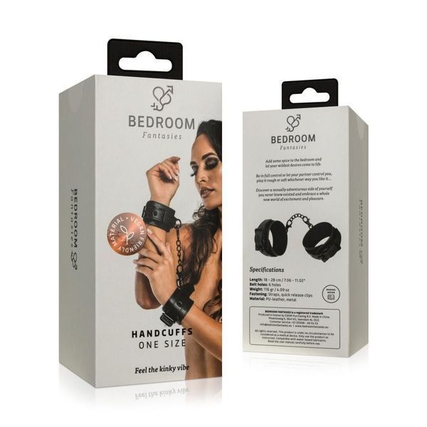 Наручники Bedroom Fantasies: Faux Leather Handcuffs One Size, черные SO8803 фото