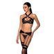 Сетчатый набор с узором, бюстгальтер, трусики, пояс для чулок Passion HIMA SET S/M black SO5353 фото 1
