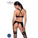 Сетчатый набор с узором, бюстгальтер, трусики, пояс для чулок Passion HIMA SET S/M black SO5353 фото 2