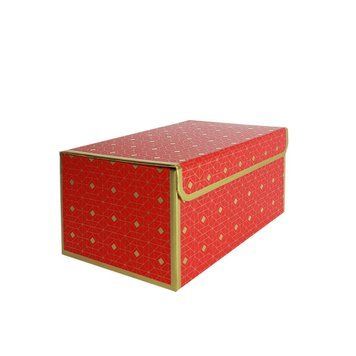 Подарочная коробка красная с золотым геометрическим рисунком, L &mdash; 25,3&times;18&times;13,5 см SO8911 фото