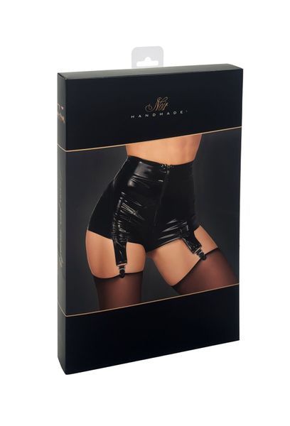 Шортики Noir Handmade F325 Glam, M, black, вініл, висока талія, кріплення для панчіх, з доступом SX0382 фото