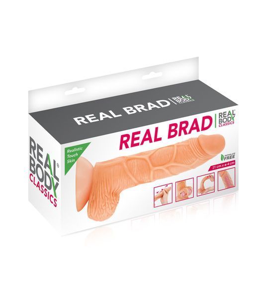 Фаллоимитатор с подвижной крайней плотью Real Body &mdash; Real Brad, диаметр 4 см, TPE SO1889 фото
