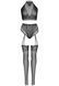 Эротический комплект Leg Avenue Crop top and garter panty Black, топ, трусики с доступом, чулки SO9156 фото 4