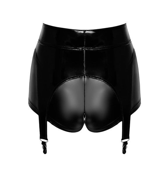 Шортики Noir Handmade F325 Glam, M, black, вініл, висока талія, кріплення для панчіх, з доступом SX0382 фото