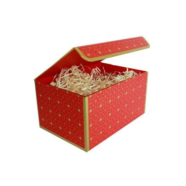 Подарочная коробка красная с золотым геометрическим рисунком, L &mdash; 25,3&times;18&times;13,5 см SO8911 фото
