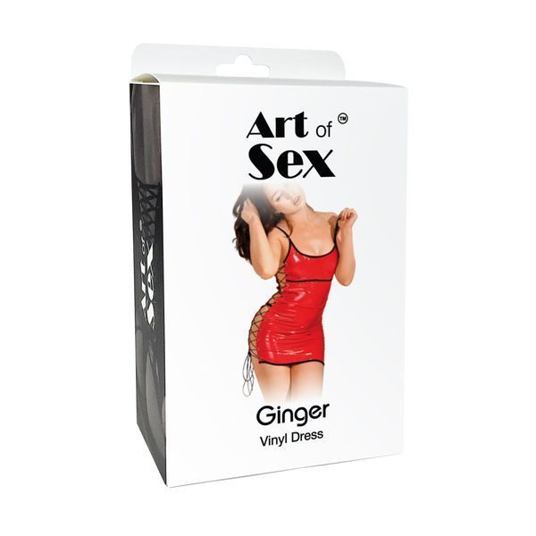 Сексуальное лакированное платье на шнуровке Art of Sex - Ginger красное L-2XL SX2370 фото