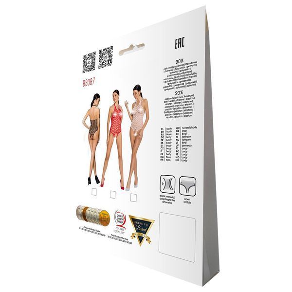 Бодістокінг у велику сітку Passion BS087 red, відкрита спина, халтер, з доступом SO6380 фото