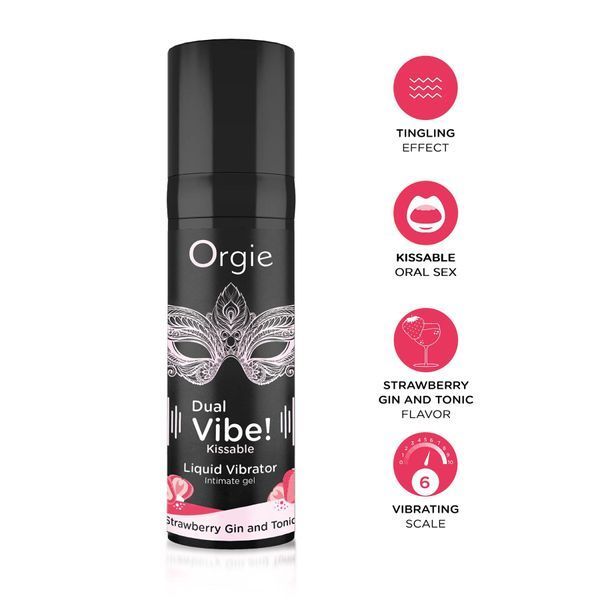 Жидкий вибратор Orgie Dual Vibe! Strawberry Gin & Tonic Kissable Liquid Vibrator, 15 мл SX1489 фото