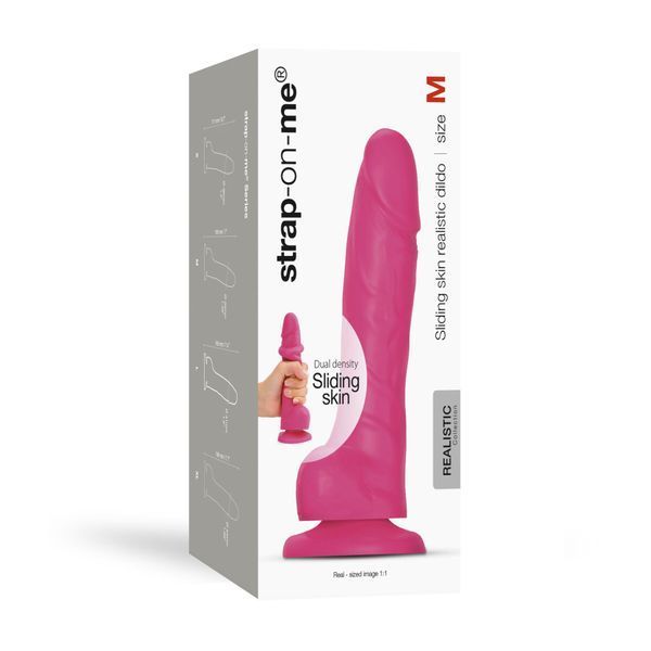 Реалистичный фаллоимитатор Strap-On-Me Sliding Skin Realistic Dildo Fuchsia M, эффект подвижной кожи SO6255 фото