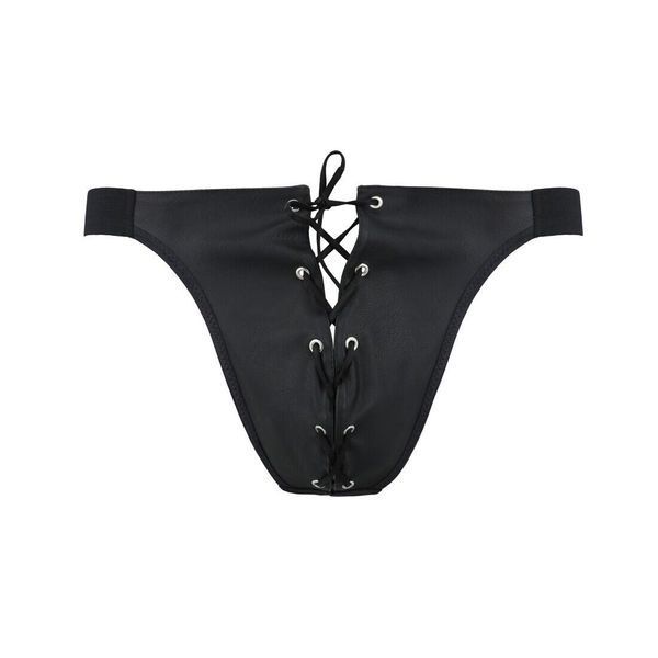Мужские слипы на шнуровке Passion 044 SLIP BEN XXL/XXXL Black, экокожа, люверсы SO7605 фото