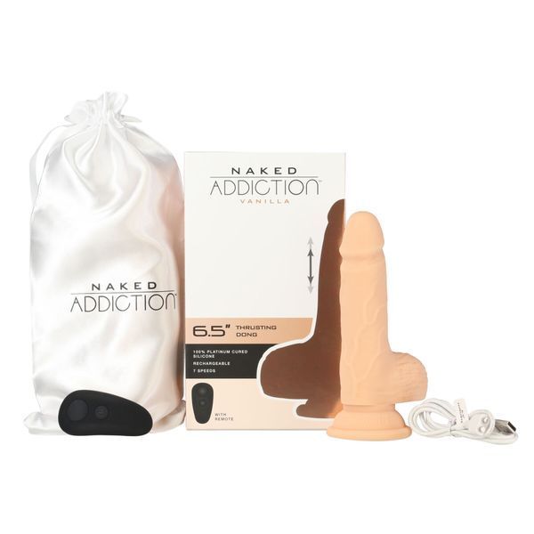 Фалоімітатор-пульсатор Naked Addiction 6.5&Prime; Thrusting Dong With Remote, рухи вперед-назад, пульт ДК SO7756 фото